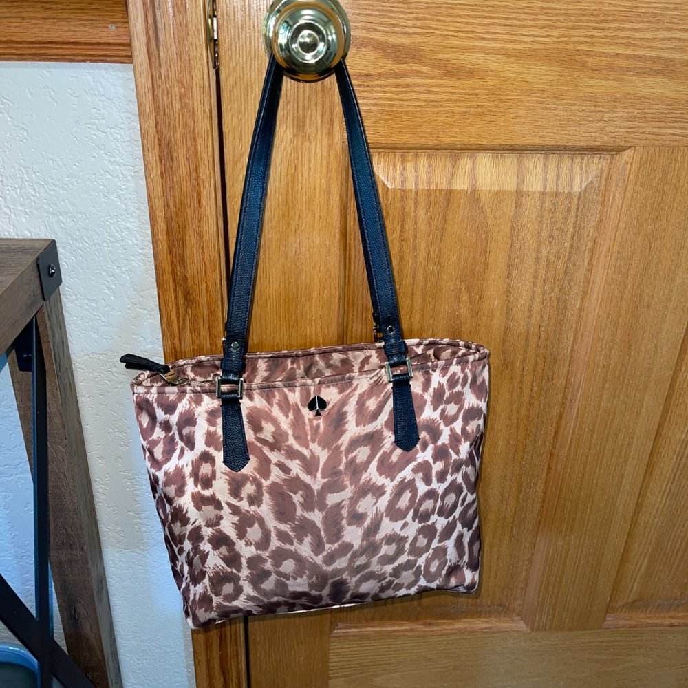 Kate Spade Nylon Taylor Purse Shoulder Bag Leopard Cheetah Animal Print
